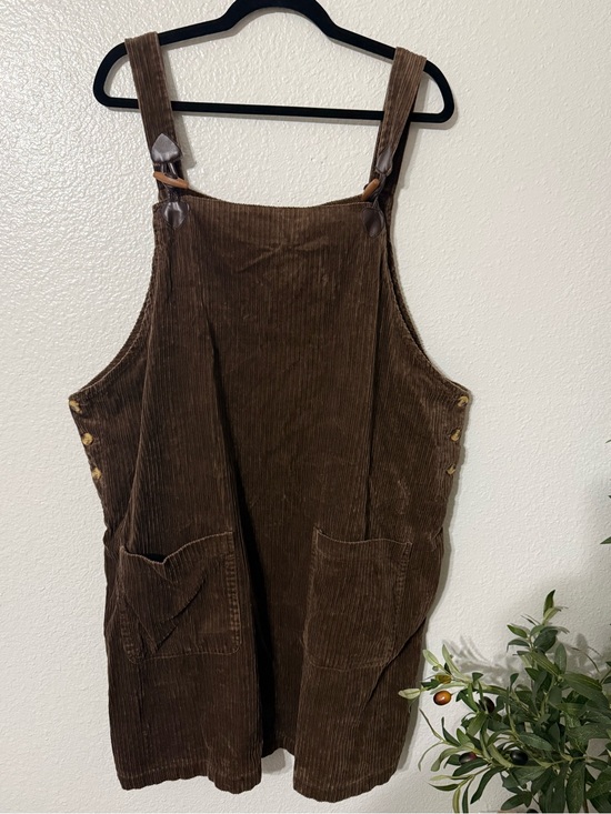 True Blue Pants - True Blue Brown Corduroy Shortalls Overalls 1X